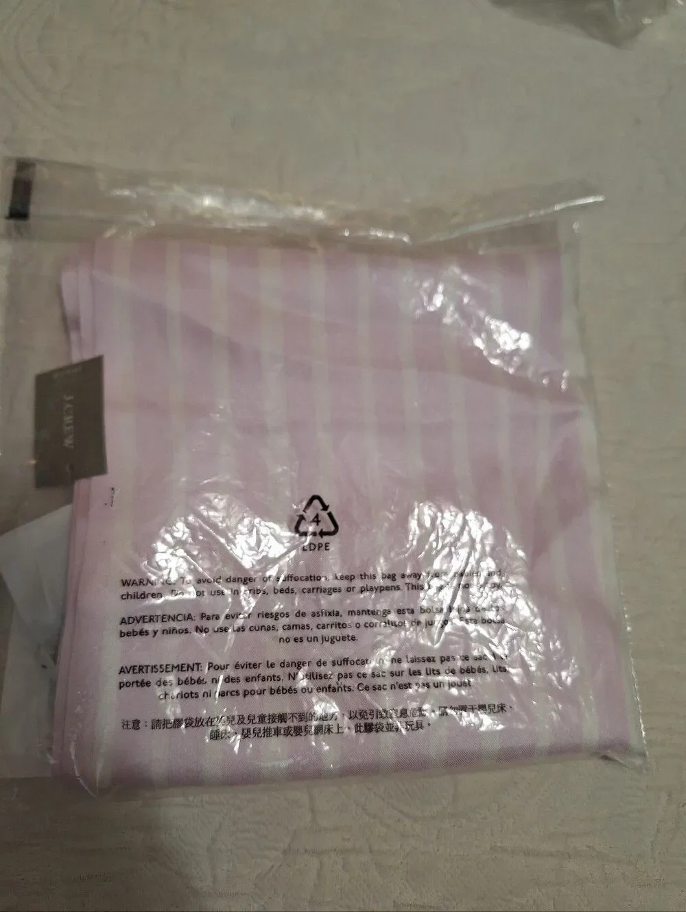 NWT J Crew Silk Scarf Pastel Pink W Stripes